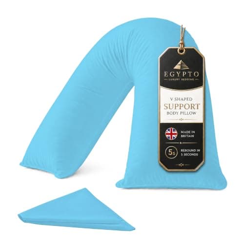 EGYPTO Orthopaedic V Pillow with Pillowcase | Anti-Allergy V Shaped Pillows for Neck & Back | Ideal for Pregnancy, Nursing & Recovery Triangle Pillow (Sky Blue)