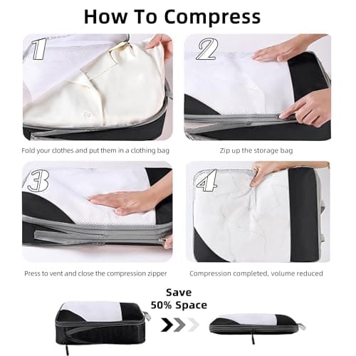 SYEXDZON Compression Packing Cubes, 8pcs Travel Organisers — view 5