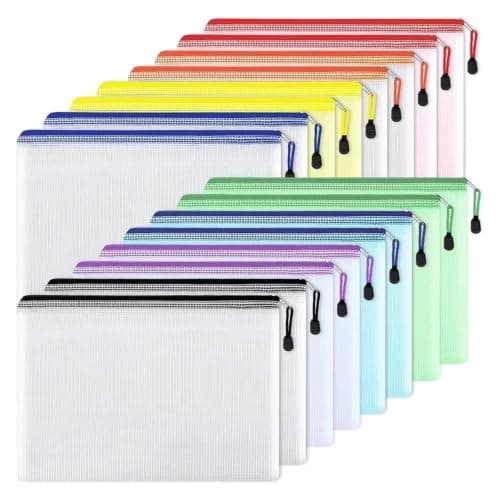 Plastic Document File Folders A4 Zipper Bags 10 Pack Multi-Color Plastic File Organizer for Travel Office Home