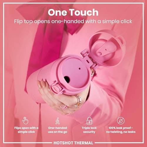 ION8 Insulated Travel Mug, Leak Proof, Triple Lock Secure, Spill-Free in Transit, Hygienic Cover, Easy-to-Clean, Perfect On-The-Go, Soft Base, Stainless Steel, Rose Pink — view 4