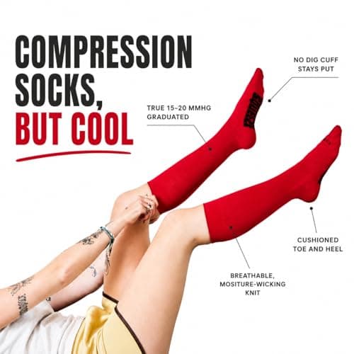 Main Squeeze Compression Socks for Women & Men — Knee High 15-20 mmHg Graduated Compression Stockings — Flight Travel & Nurse Support — Cushioned, Breathable, Stylish All-Day Wear Banana Yellow Medium — view 2