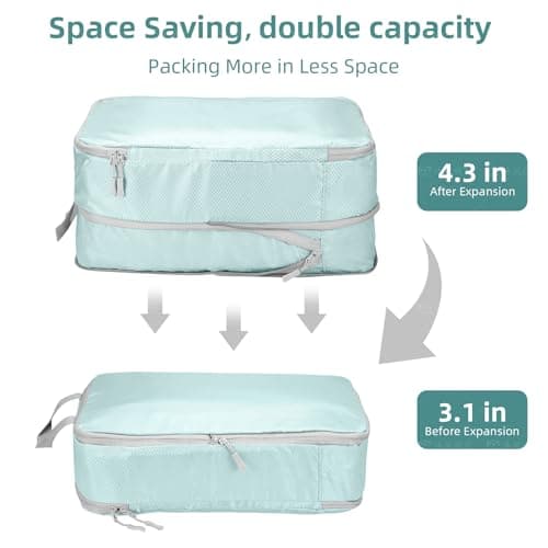 Compression Packing Cubes, Travel Storage Bag Set - Organizer Bags for Suitcase & Carry On Luggage (Blue, 7 Pieces) — view 4