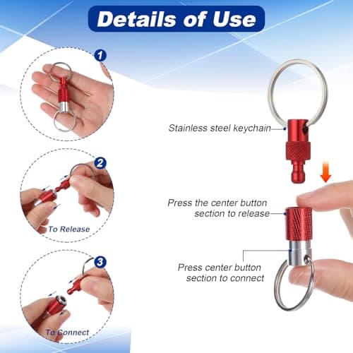 guduling 3Pcs Pull Apart Key Rings,3 Color Quick Release Keyring,Aluminum — view 5