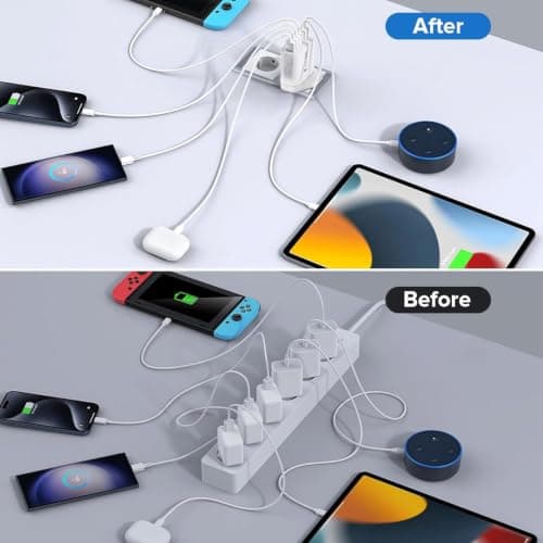 USB Plug, 50W 6-in-1 USBA Charger, Multiport USB Wall Plug Charging Adapter — view 5