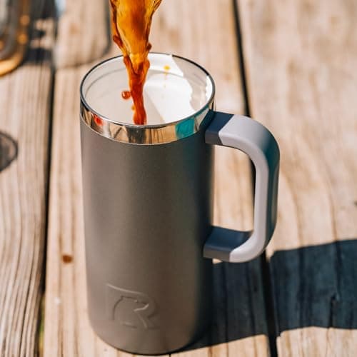 RTIC 20oz Road Trip Travel Mug with Lid and Handle, Ceramic Lined, Graphite — view 5