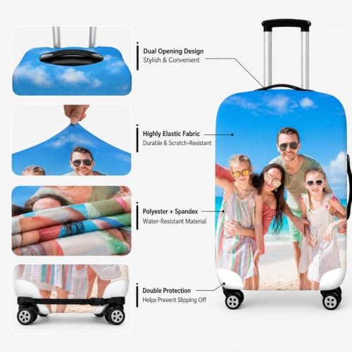 ZIMIORA Personalised Suitcase Cover with Photo, Stretch Luggage Protector S-XL — view 5