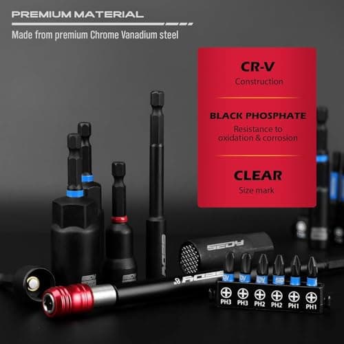 80-Piece Premium Magnetic Impact Nut Driver Set Metric & SAE with Socket Adapters, Bit Holder, Wing Nut Driver, Universal Sockets, Quick Release Extension, Power Bits — view 5