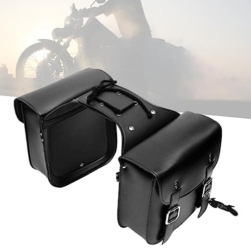 Ronyme Motorcycle Saddlebags, Tool Bag Panniers Universal Large Capacity PU Leather Side Saddle Bags Motorcycle Luggage Bag Quick Access, Black — view 4