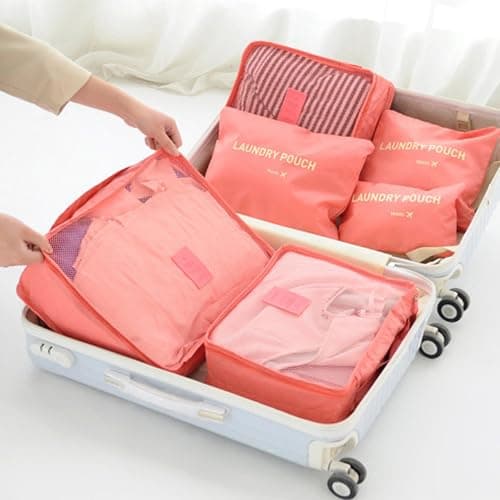 CCAIPU 6 Pcs Packing Cubes for Travel, Durable Travel Packing Cubes Set Suitcase Organiser Bags Luggage Organiser Bag for Travel Accessories (Red) — view 2