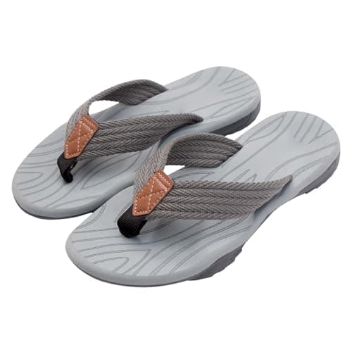 Women’s Summer Beach Sandals with Cushioned Arch Support for Flat Feet, Breathable Thong Flip Flops for Walking and Travel, Slip-Resistant Outdoor Casual Sandals (Grey, 5.5) — view 2