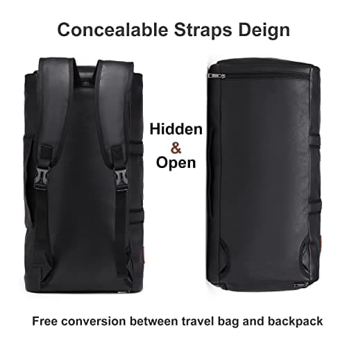 seyfocnia Convertible Travel Garment Bag,Carry on Garment Duffel Bag for Men Women - 2 in 1 Hanging Suitcase Suit Business Travel Bag, Dark Black — view 2