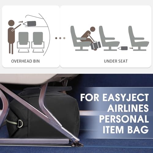 WANDF Cabin Bag 45x36x20 for Easyjet Underseat Travel, TSA Approved Quarts & Shoes Bags, Carry on Hand Luggage Weekend Bag for Women and Men (Black 32L) — view 2