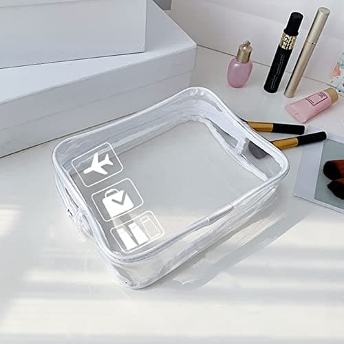 2pcs Clear Travel Toiletry Bag TSA Approved Quart Size Travel Bag Airport Carry On Liquid Shower Pouch Clear Plastic Security Transparent Toiletries Bag (White) — view 4