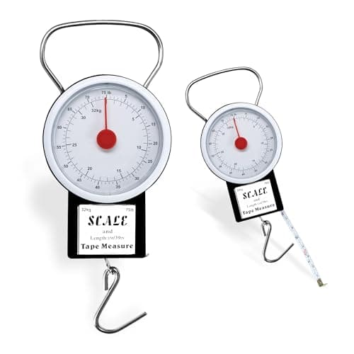 G4GADGET 2 Pack Luggage Scale – Portable Travel Suitcase Weighing Scale with 32kg Capacity & Built-in 1m Tape Measure – Handheld Mechanical Weight Scale for Baggage, Holiday & Airplane Travel Essentia