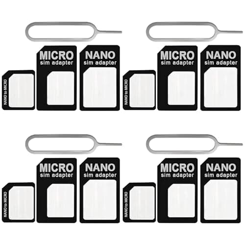 WOLMIK 4 in 1 Nano SIM Card Adapter, 4 Set SIM Card Adapter, Sim Adapter Set Sim Card Adapter with SIM Ejector Pin Compatible with Mobile Phone