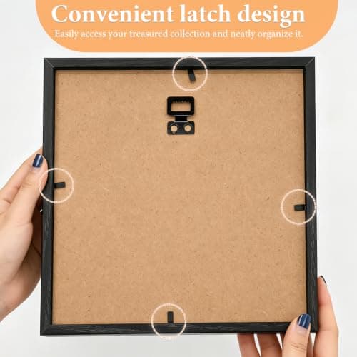 Adventure Archive Box, Ticket Shadow Box – Wooden Travel Memory Display Frame with Front Slot for Tickets, Cards & Photos, Gift for Travellers & Keepsake Storage (Black, 20x20 CM) — view 6