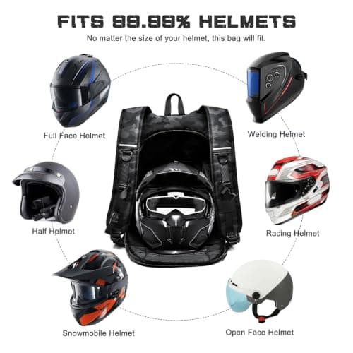 HYC00 Motorcycle Backpacks for Men Women Waterproof Helmet Backpack, Motorcycle Accessories, Laptop Bags, Travel Backpacks, Student School Bags — view 4