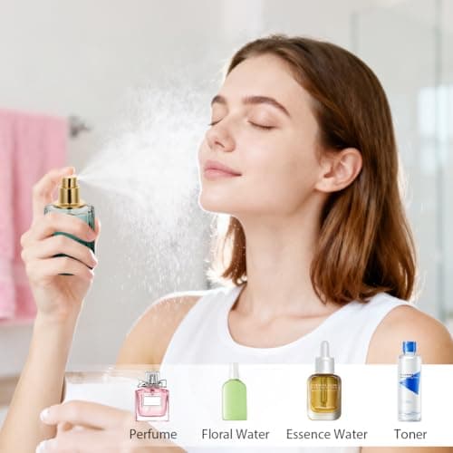 LOPHE Perfume Atomiser Pack of 4 Refillable Travel Spray Bottles, Easy to Fill Empty Glass Perfume Bottles with Funnel and Dropper for Purse, Handbag, Pocket or Luggage — view 5