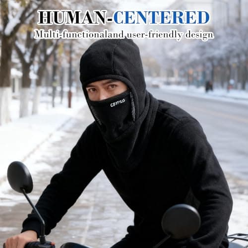 TASBER Unisex Winter Balaclava, Windproof Ski Mask, Warm Face Cover Mask, Cold Weather Windproof Thermal Warmer, Thermal Fleece Full Face Mask for Outdoor Sports (Brown) — view 5