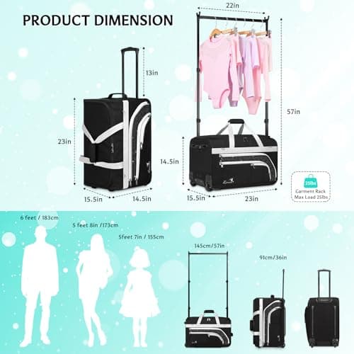 Dance Bag with Garment Rack, 23" Bling Dance Bag, Collapsible Dance Competition Bags with Stand for Shows, Livestreamers, Travel, Pink, Fashion (Gray-23" no Curtain) — view 4