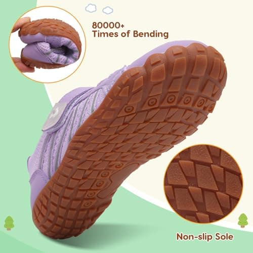 JOINFREE Kids Girls Shoes Wide Toe Barefoot Walking Shoes Purple — view 4