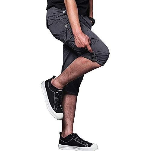 Loeay Mens Summer Loose Zipper Casual Breeches Baggy Multi Pocket Military Cargo Male Long Work Tool Tactical Calf-Length Pant Navy L — view 2