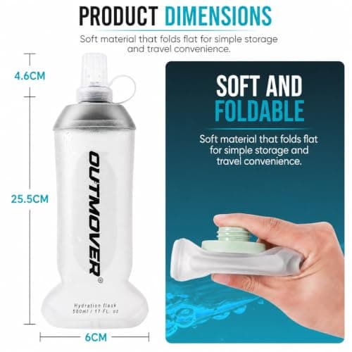 OUTMOVER Soft Flask 500ml Collapsible Water Bottle — view 3