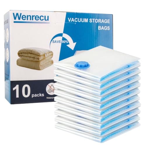 Vacuum Bags for Clothes - 10 Packs Reusable Clothing Storage Bags Vacuum Bags with Seal and Space Saving Travel Bags (30X40CM)