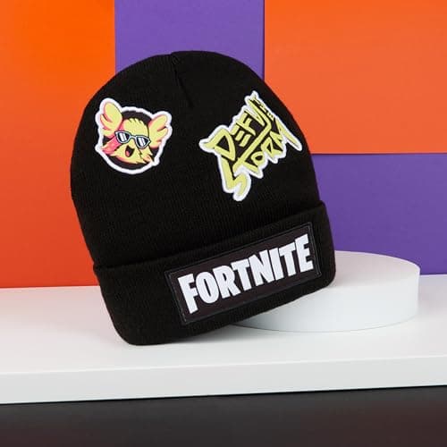 Fortnite Beanie Hat for Boys & Teens, Warm Knitted Winter Hat, Winter Accessories for School Travel Days Out, Gifts for Gamers (6-14 Years, Black) — view 2