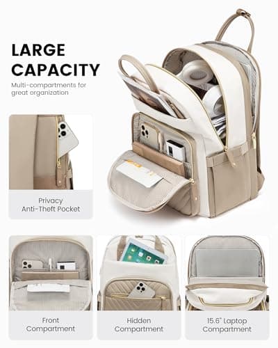 LOVEVOOK Laptop Backpack Women, 15.6 Inch Rucksack Bag — view 3
