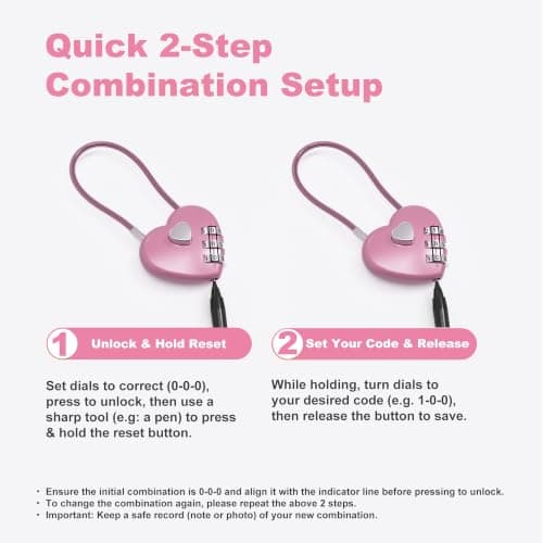 UP Security Small Combination Padlock Locker Lock Cable Lock with Code Pink Combination Lock for Luggage Suitcase Gym Locker Backpack Cabinet Box Fence Fence Security — view 5