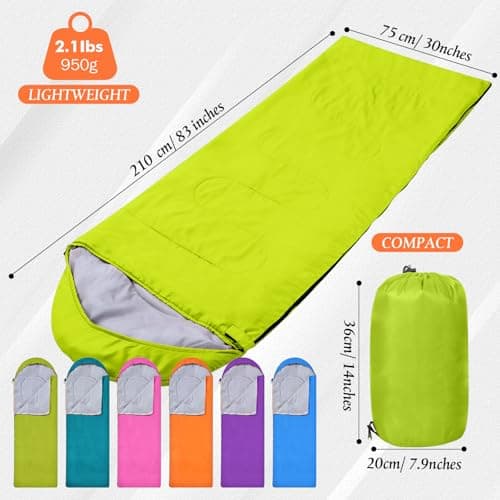 Macarrie 6 Pack Camping Sleeping Bags Bulk for Adults, 4 Season Cold Weather Sleeping Bag with Compression Sack Lightweight Waterproof Essential Gear for Backpacking Hiking Travel(Bright Colors) — view 3