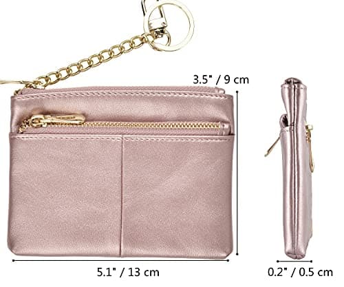 Beurlike Womens RFID Coin Purse Change Wallet Small Leather Card Holder Keychain, Rose Gold, S, Fashion — view 5