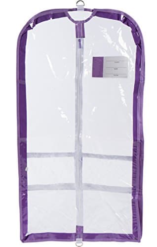 Danz N Motion Clear Garment Bag with ID Pocket, Lavender, One Size