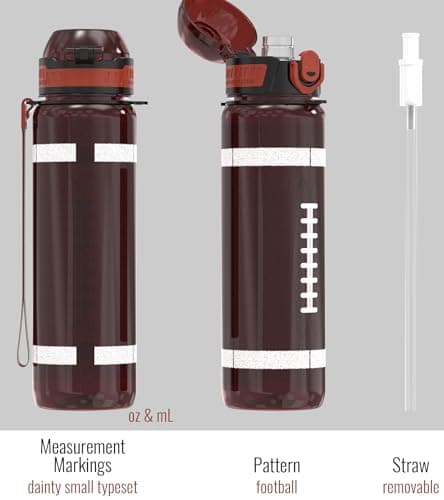 MYFOREST American Football Water Bottle, Light, Quick-Open Gulp Lid/Straw — view 4