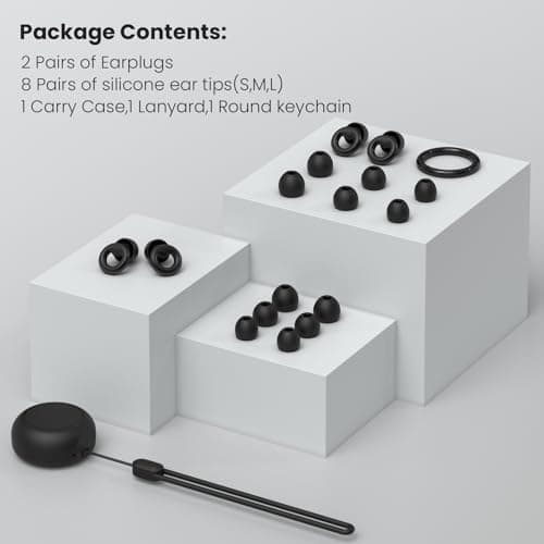 JUSTRVN Ear Plugs for Sleeping,2 Pairs of Stylish Reusable Noise Reduction Earplugs with 8 Pairs Tips & case,Hearing Protection Earplugs for Concert,Travel,Work,Live Events - 25dB-30dB — view 6
