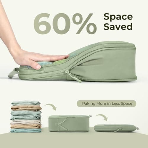 Compression Packing Cubes for Suitcases, Ultralight 8 Set Packing Cubes for Backpack Waterproof Luggage Packing Organizers Expandable for Travel Accessories and Essentials-Matcha Green — view 3