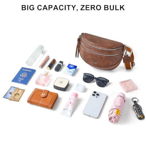 LATMAP Crossbody Sling Bags For Women Bum Purses Handbags Go Free Cross Body Fanny Packs For Woman Mon Shoulder Bag Brown — view 5