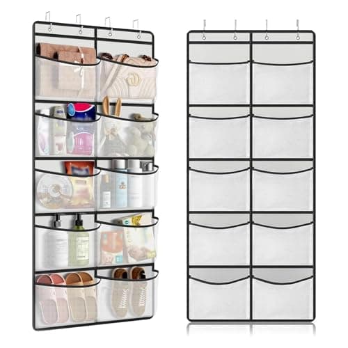 Hanging Storage Organiser, Over the Door, 10 Extra Large Mesh Pockets