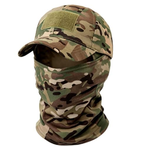 Merzio Desert Camo Baseball Cap and Neck Gaiter Set, Tactical Camouflage Sun Hat with Cooling Face Cover Mask for Men Women, Breathable UV Protection for Fishing Hunting Cycling Outdoor Sports — view 2
