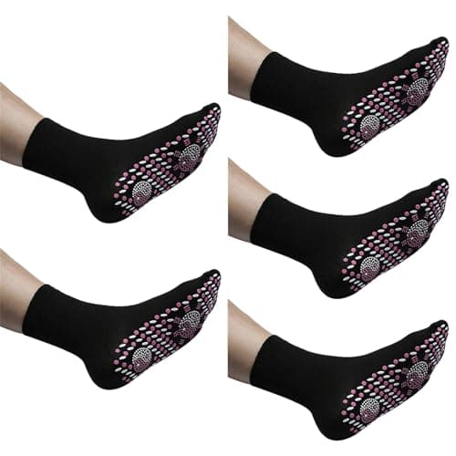 5 Pairs Self Heating Socks for Mens Women, 5PC 3PC Warm Winter Health Sock Tourmaline Therapy Magnetic Self-Heating Socks Thermal Tourmaline Slimming Health Sock (5PC-Black*5)