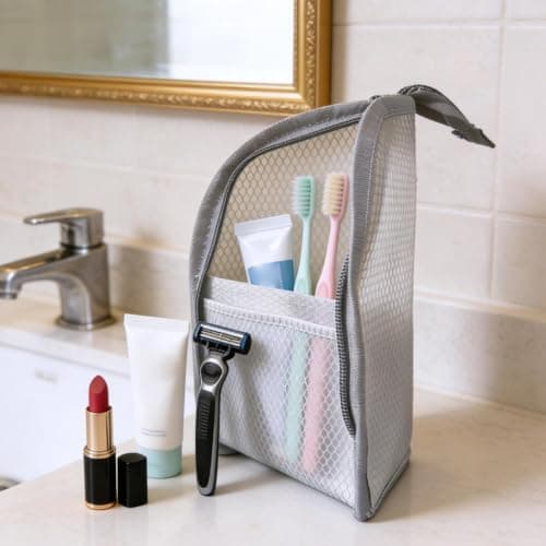 4 Pcs Standing Travel Toiletry Bag, Foldable Mesh Makeup Bag — view 3