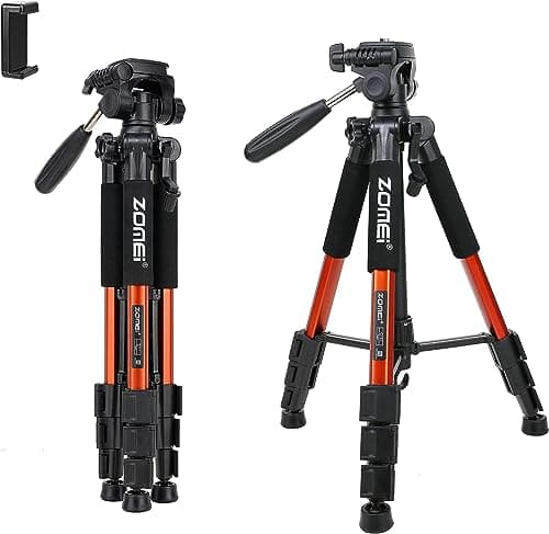 Zomei Q111 Travel Camera Tripod Lightweight with3 Way Fluid Panhead(Orange)