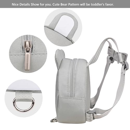 Bebamour Toddler Backpack with Reins, Animal Safety Harness Backpack for Boys & Girls, Mini Anti-Lost Walking Backpack with Detachable Leash for Travel, Nursery & Outdoor Use, Grey Bear — view 5