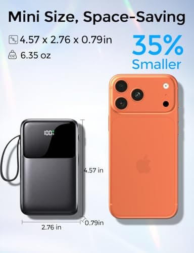 Power Bank Fast Charging 10000mAh, 22.5W Portable Charger Built-in 4 Cables — view 3