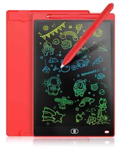 Genialba 12 inch LCD Writing Tablet - Colorful Screen Drawing Board for 2-6 Year Old Boys & Girls - Educational Toys for Birthday & Christmas (Red)