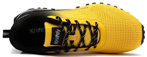 Kricely Trail Running Shoes Mens Breathable Lightweight Trainers Non-Slip Low Rise Walking Shoes（Yellow 12） — view 6