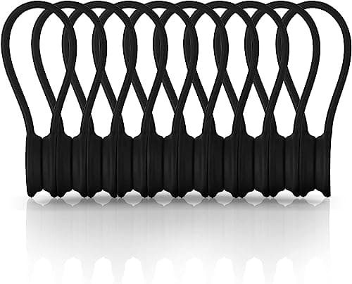 Xrkuu Reusable Magnetic Cable Ties 10Pcs, Silicone Tidy Clips (Black)