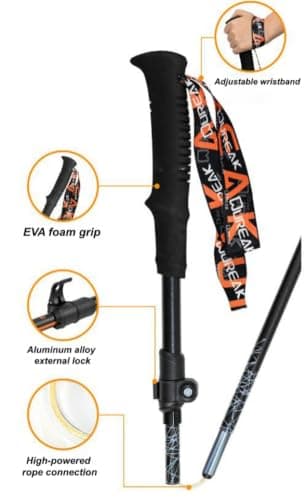 Collapsible Outdoor Hiking Trekking Poles,Folding Backpacking Climbing Cane,125cm Travel Walking Sticks with Non-Slip Handle,7.76oz Ultralight Nordic Hiking Poles (orange) — view 5