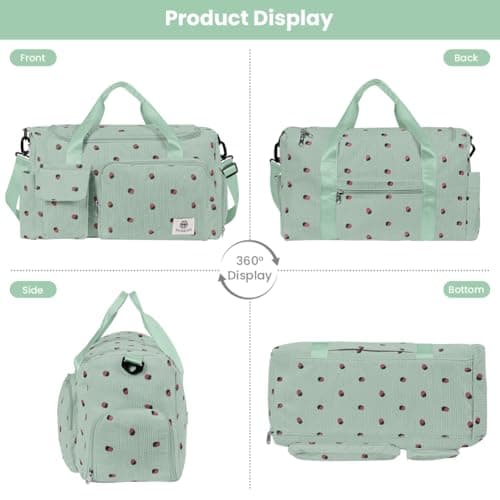 Adiwo Large Gym Bag Womens, Sports Bag with Shoes Compartment, Multiple Compartments, Foldable Overnight Weekend with Wet and Dry Separation, Large + Small Holdall for Gym Sports and Travel, Green — view 6